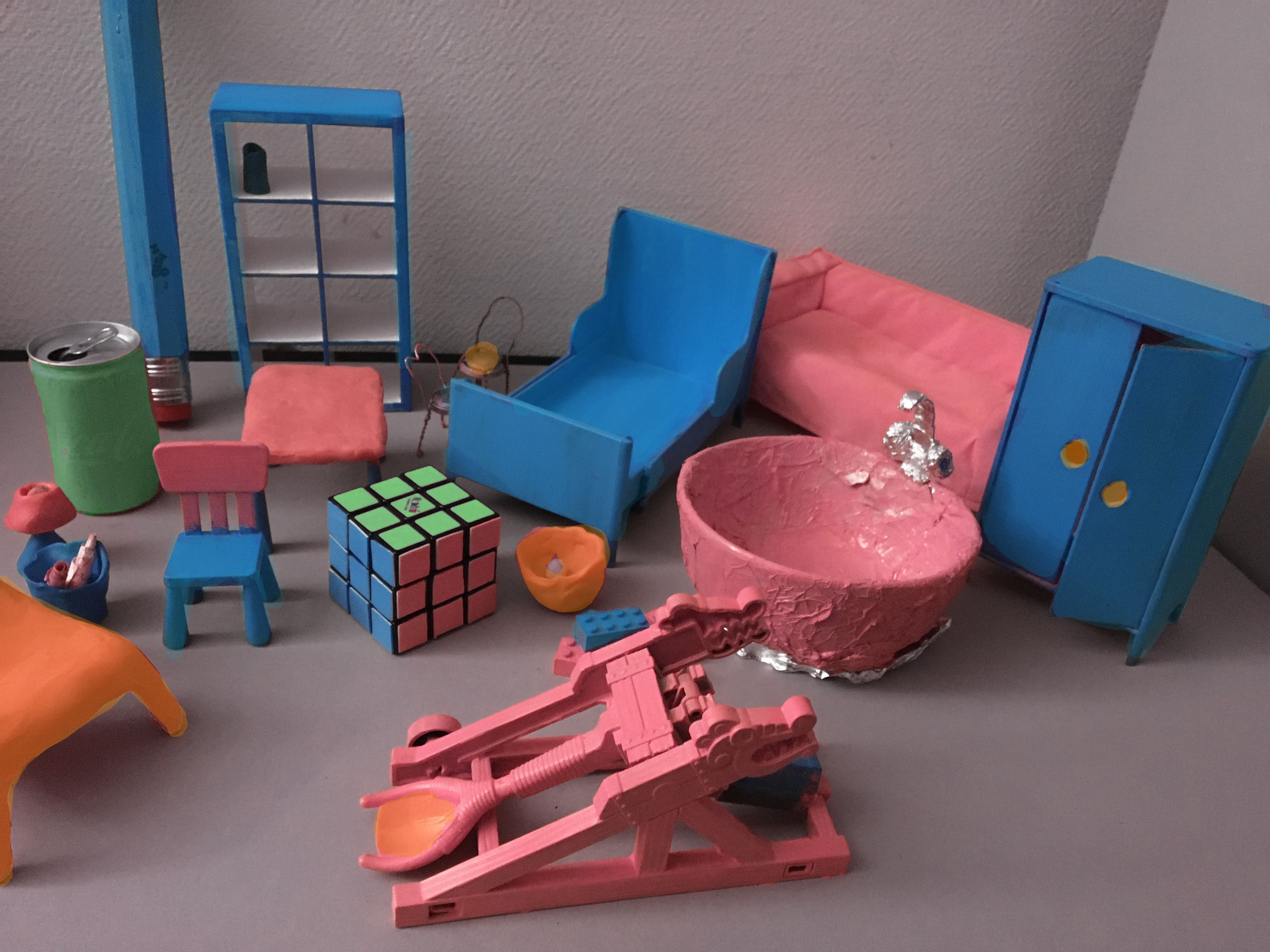 decor en pate à modeler et objets miniatures