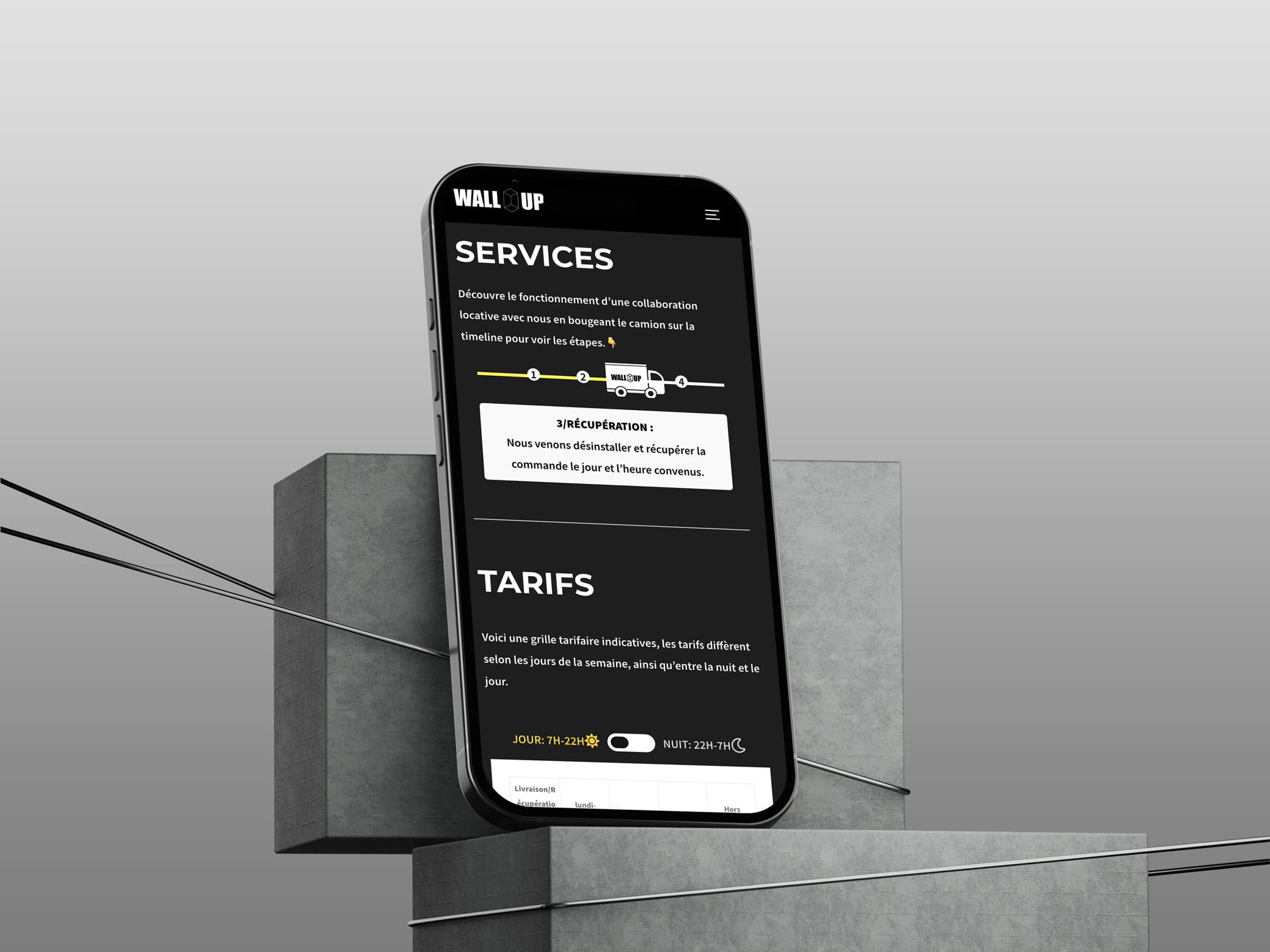 Site web sur mobile pour wall up 